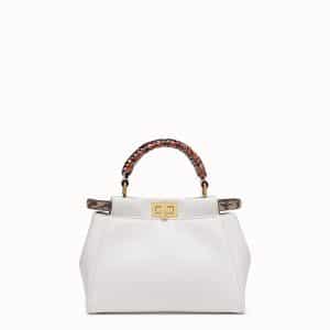 Fendi White Leather/Elaphe Peekaboo Mini Bag