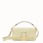 Fendi Yellow FF Embossed Baguette Large Bag