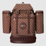 Gucci Beige/Bordeaux GG Canvas Large Backpack Bag