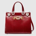 Gucci Red Snakeskin Zumi Small Top Handle Bag