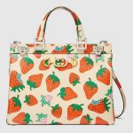 Gucci Strawberry Print Zumi Medium Top Handle Bag