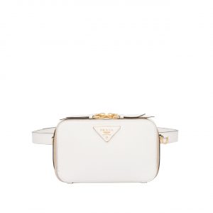 Prada White Odette Saffiano Belt Bag