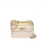 Prada White/Gold Studded Belle Flap Bag
