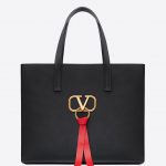 Valentino Black V-Ring E/W Large Shopper Bag