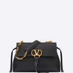 Valentino Black V-Ring Medium Chain Bag