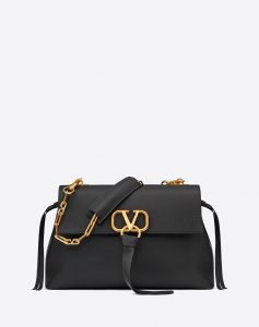 Valentino Black V-Ring Medium Chain Bag