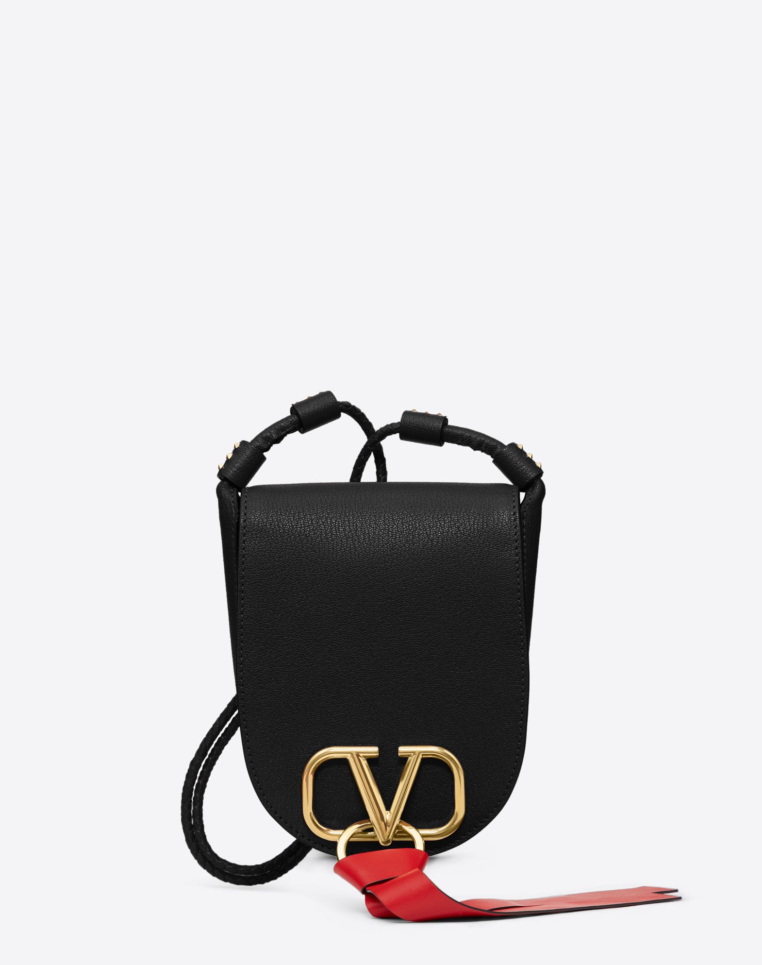 Valentino 'V' ring leather mini cross-body bag