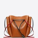 Valentino Brown Cowhide Go Logo Large Bucket Bag
