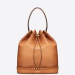 Valentino Brown Twinkle Studs Large Bucket Bag