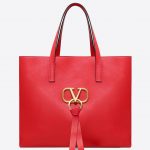Valentino Red V-Ring E/W Large Shopper Bag