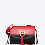 Valentino Red V-Ring Medium Flap Shoulder Bag