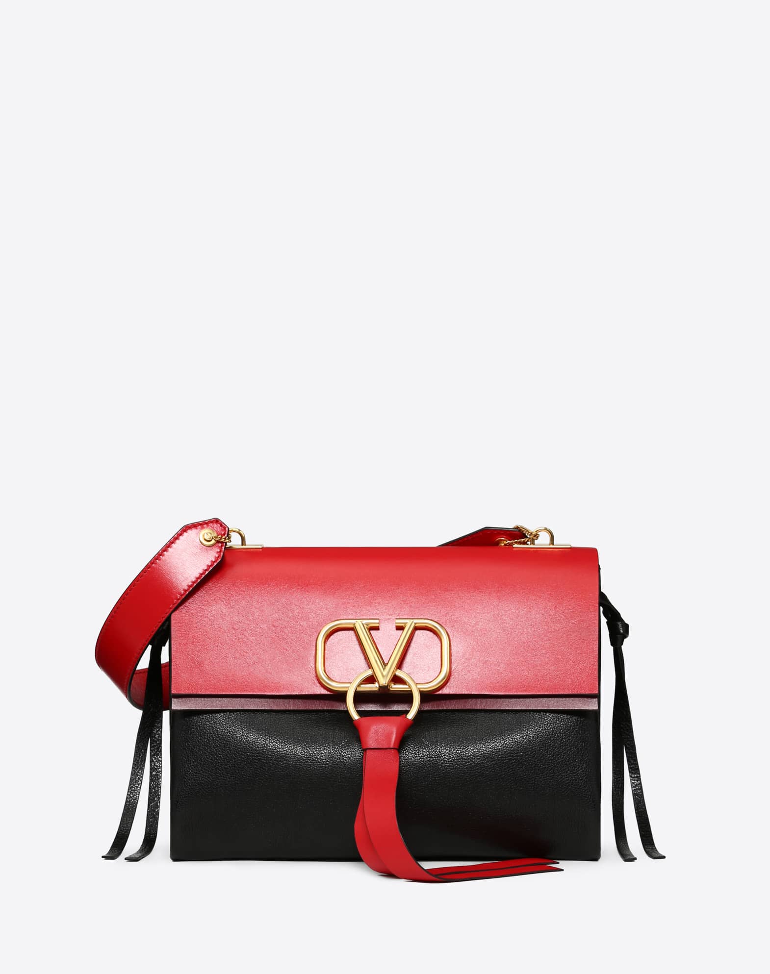 Valentino + Small V-ring Smooth Calfskin Crossbody Bag