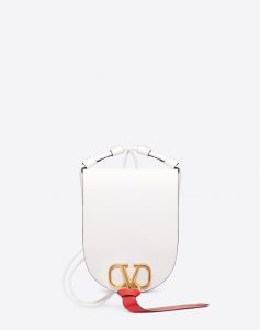 Valentino White V-Ring Medium Crossbody Bag