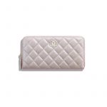Chanel Beige Iridescent Grained Lambskin Long Zipped Wallet