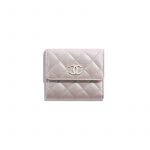 Chanel Beige Iridescent Grained Lambskin Small Flap Wallet