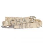 Chanel Beige Lambskin, Gold-Tone Metal, Strass & Glass Belt