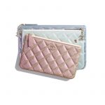 Chanel Beige/White/Light Blue Iridescent Crumpled Lambskin Pouch