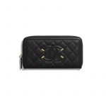 Chanel Black CC Filigree Long Zipped Wallet
