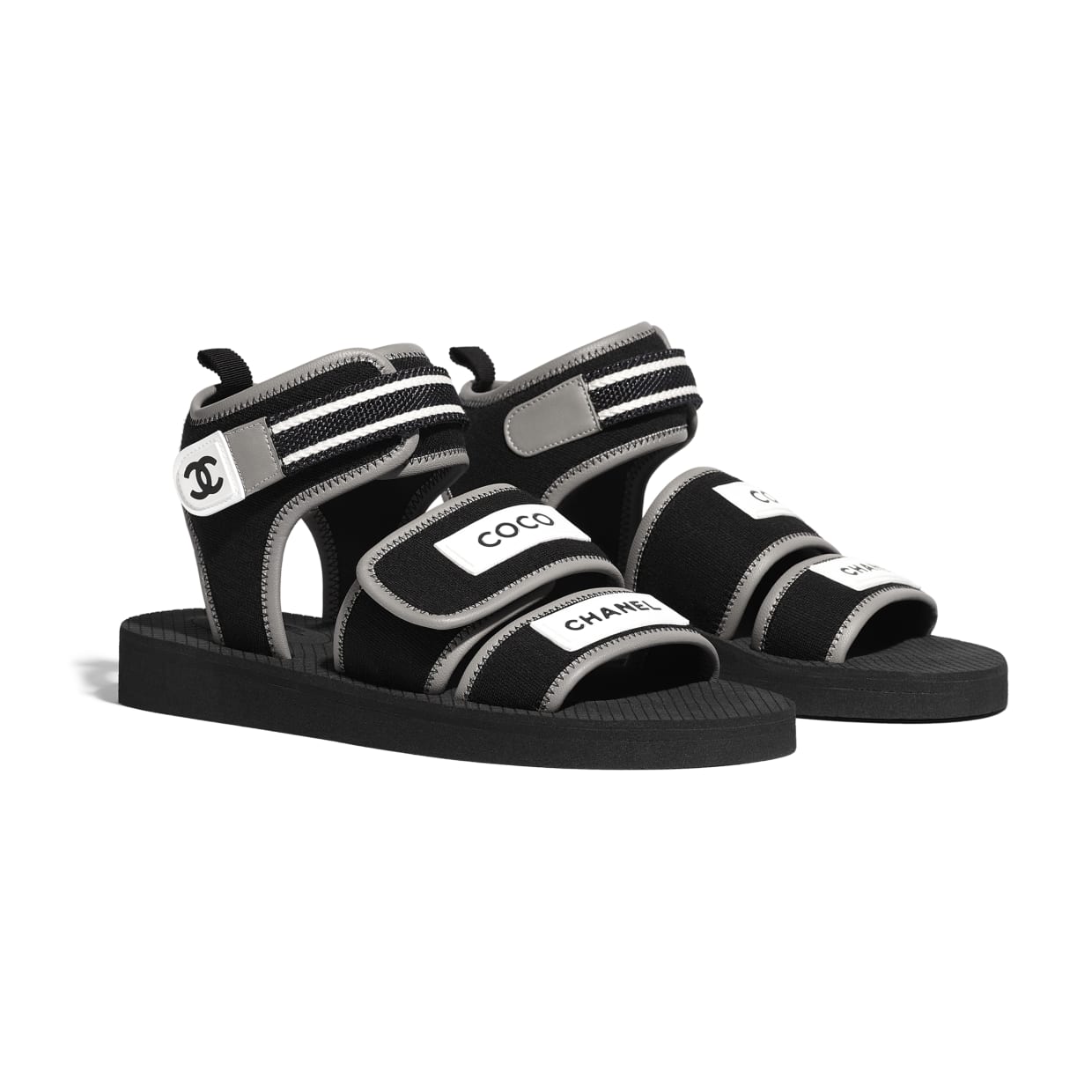 chanel black and white slides