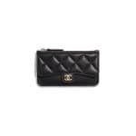 Chanel Black Lambskin Zipped Classic Card Holder