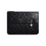 Chanel Black Shiny Crumpled Calfskin Pouch