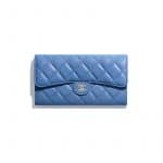 Chanel Blue Classic Long Flap Wallet