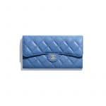 Chanel Blue Classic Long Flap Wallet