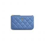 Chanel Blue Lambskin Classic Small Pouch