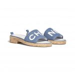 Chanel Blue/White Denim Lambskin Mules