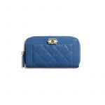 Chanel Dark Blue Boy Chanel Zipped Wallet