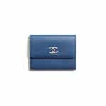 Chanel Dark Blue Goatskin Flap Coin Purse