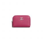 Chanel Fuchsia Goatskin Zipped Coin Purse