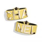 Chanel Gold/Yellow Metal and Lambskin Cuff