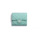 Chanel Green Grained Calfskin Classic Small Flap Wallet