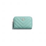 Chanel Green Grained Calfskin Classic Zipped Coin Purse