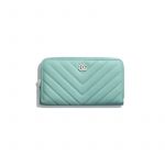 Chanel Green Grained Calfskin Classic Zipped Wallet