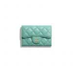 Chanel Green Lambskin Classic Card Holder