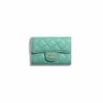 Chanel Green Lambskin Classic Flap Key Holder