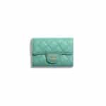 Chanel Green Lambskin Classic Flap Key Holder