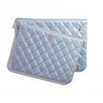 Chanel Light Blue Iridescent Crumpled Lambskin Pouch