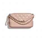 Chanel Light Pink Aged Calfskin Gabrielle Small Clutch With Chain