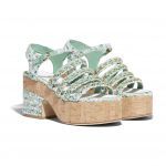 Chanel Multicolor Tweed Wedge Sandals