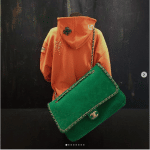 Chanel Pharrell Green Suede Calfskin XXL Flap Bag and Orange Hoodie