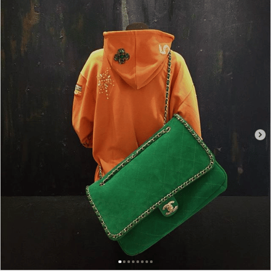 pharrell green chanel bag