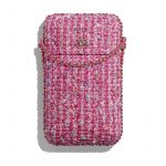 Chanel Pink Tweed Clutch With Chain