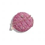 Chanel Pink Tweed Round Classic Clutch With Chain