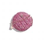 Chanel Pink Tweed Round Classic Clutch With Chain