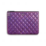 Chanel Purple Iridescent Crumpled Lambskin Classic Pouch