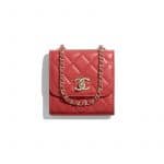 Chanel Red Lambskin Clutch With Chain