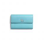 Chanel Turquoise Goatskin Flap Wallet